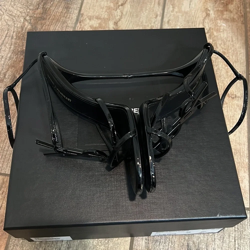 Saint Laurent Cassandra 110 Black Patent Leather Sandal size 39 - Picture 8 of 11